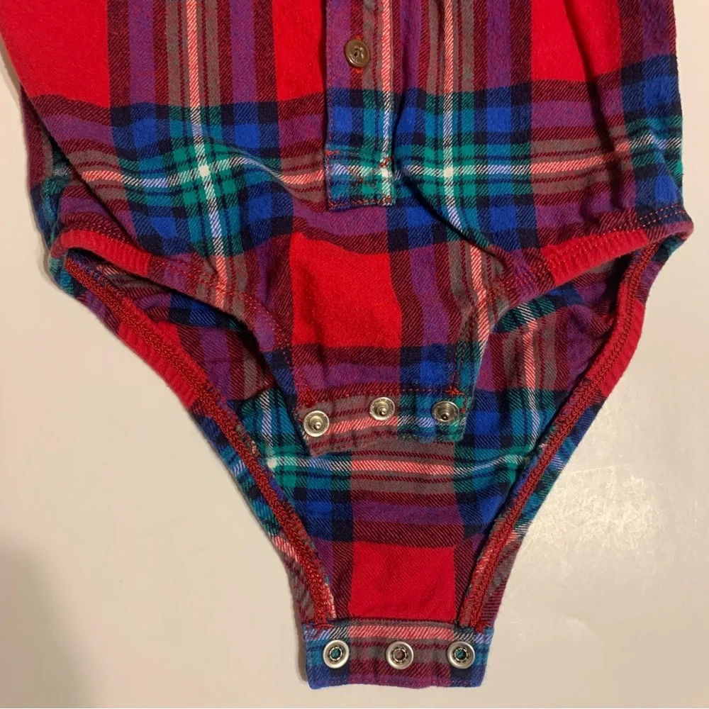 OshKosh B'gosh Plaid Flannel Baby One Piece Body Suit 18M